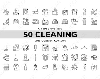 Cleaning Outline Icon Pack, SVG, PNG, Vector Icons