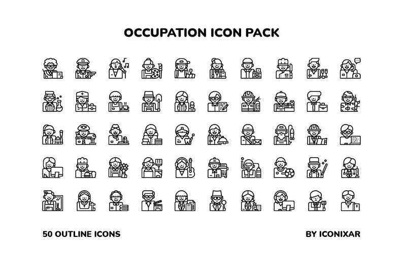 Occupations Icon Occupation Outline Icon Pack, SVG, PNG, Vector Icons - Etsy