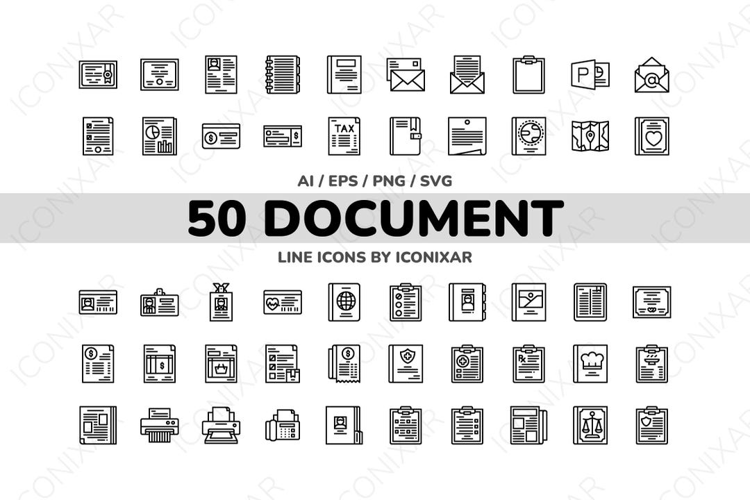 Document Outline Icon Pack, SVG, PNG, Vector Icons - Etsy