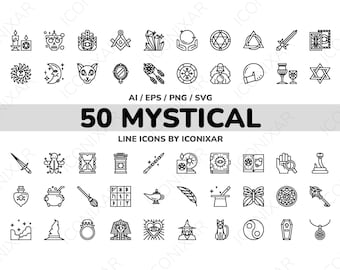 Mystical Outline Icon Pack, SVG, PNG, Vector Icons