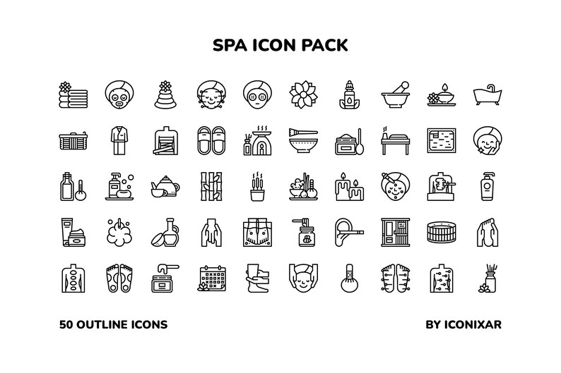 Spa Outline Icon Pack, SVG, PNG, Vector Icons - Etsy