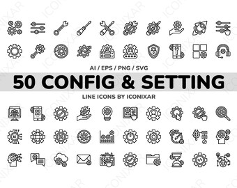 Config & Setting Outline Icon Pack, SVG, PNG, Vector Icons