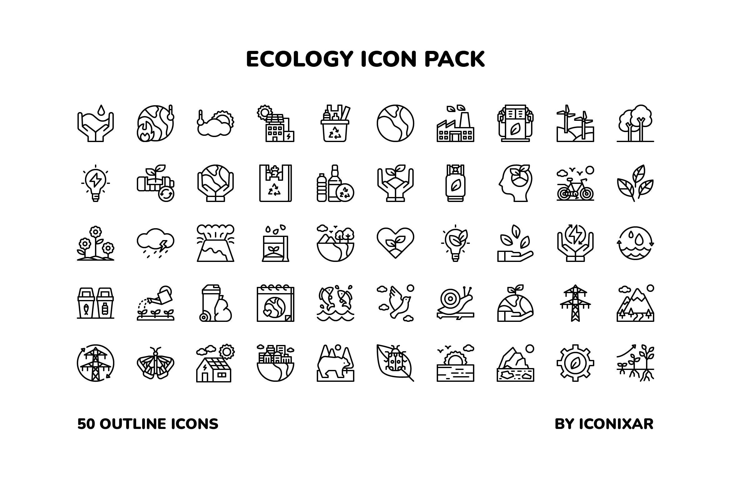 Ecology Outline Icon Pack, SVG, PNG, Vector Icons - Etsy