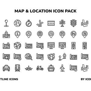 Map & Location Outline Icon Pack, SVG, PNG, Vector Icons - Etsy