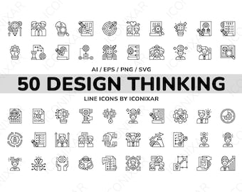 Design Thinking Outline Icon Pack, SVG, PNG, Vector Icons