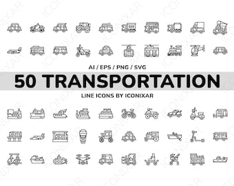 Transportation Outline Icon Pack, SVG, PNG, Vector Icons