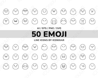 Emoji Outline Icon Pack, SVG, PNG, Vector Icons