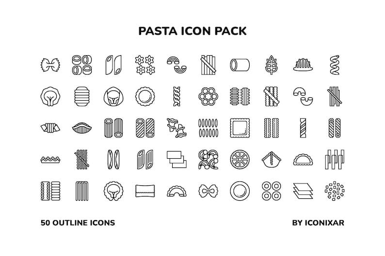 Pasta Svg File Pasta Outline Icon Pack, SVG, PNG, Vector Icons - Etsy