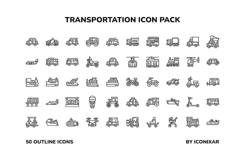 Transportation Outline Icon Pack, SVG, PNG, Vector Icons - Etsy