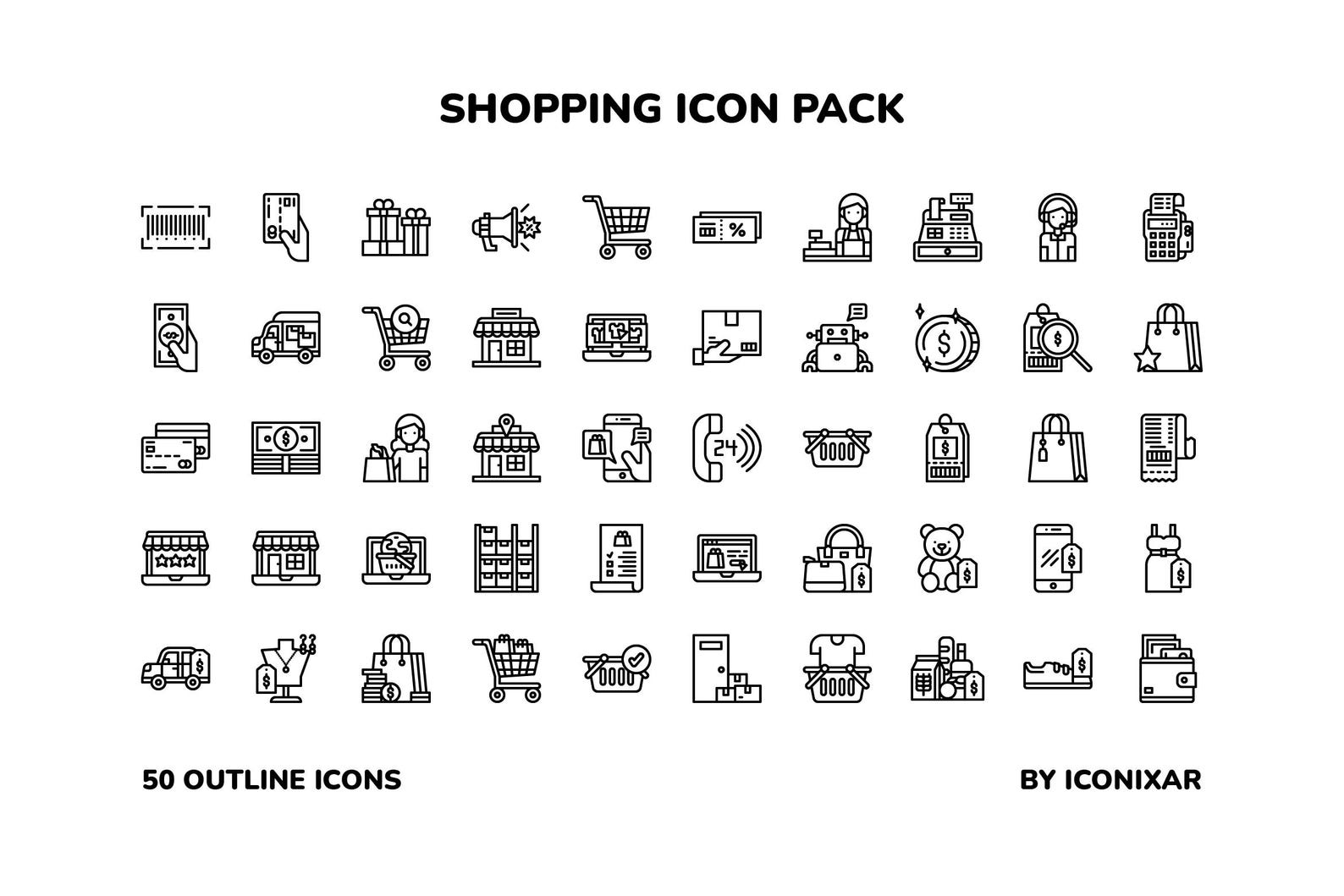 Shopping Outline Icon Pack, SVG, PNG, Vector Icons - Etsy