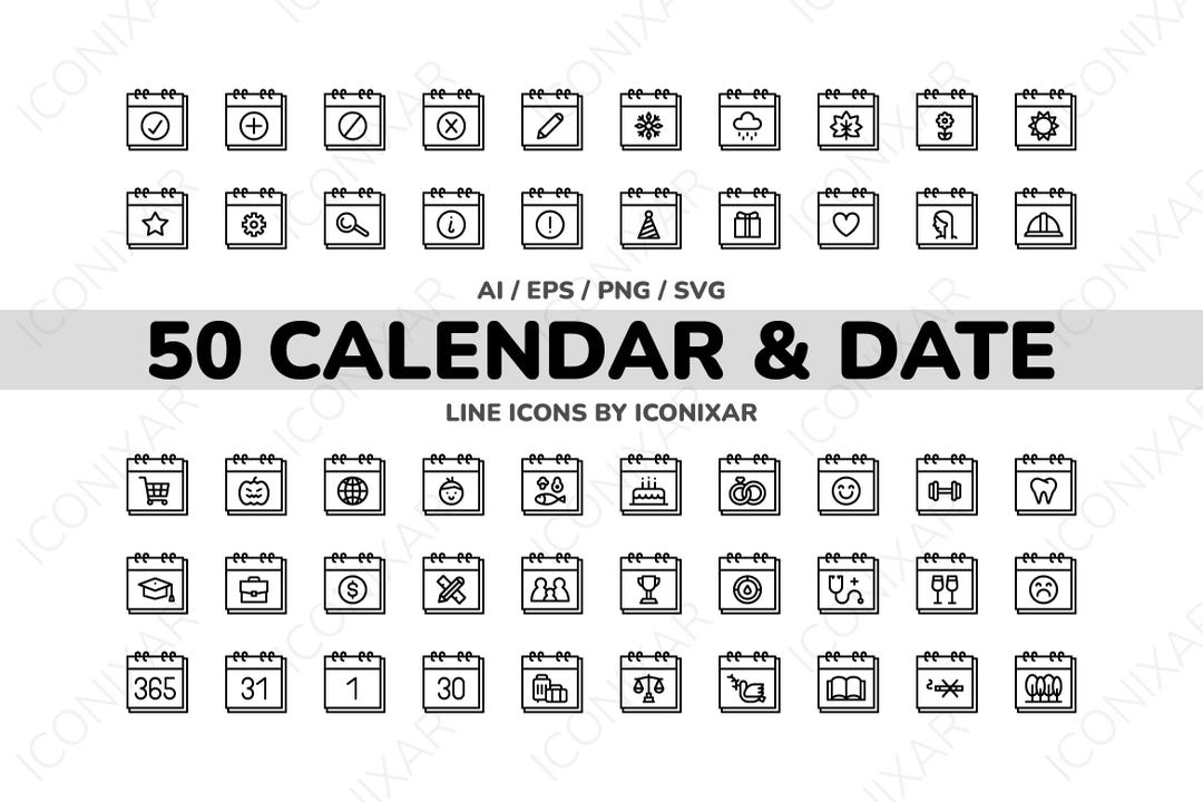 calendar-date-outline-icon-pack-svg-png-vector-icons-etsy