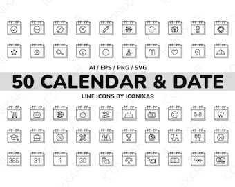 Calendar Date Outline Icon Pack, SVG, PNG, Vector Icons