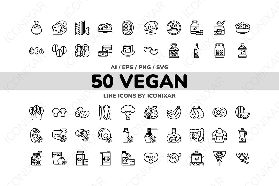Vegan Outline Icon Pack, SVG, PNG, Vector Icons - Etsy