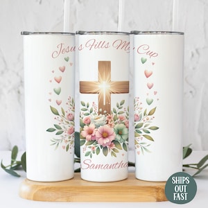 Christian Tumbler, Personalized Gift for Pastor, Custom Jesus Cup with Name, Christian Merch, Faith Gift for Mom, Religious Travel Mug