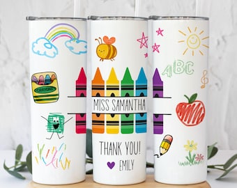 Teacher Tumbler, Personalized Gift for Teacher with Name, Custom Teacher Name Gift, End of Year Teacher Tumbler, Teacher Appreciation Gifts