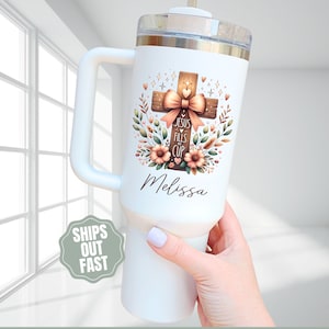 Christian Tumbler, Personalized Gift for Pastor, Custom Jesus Cup with Name, Christian Merch, Faith Gift for Mom, Religious Travel Mug