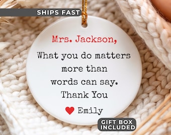Personalized Teacher Thank You Ornament from Student, Custom Teacher Gift, Thank You Teacher Keepsake, Teacher Holiday Gifts
