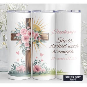 Christian Tumbler, Personalized Gift for Pastor, Custom Jesus Cup with Name, Christian Merch, Faith Gift for Mom, Religious Travel Mug