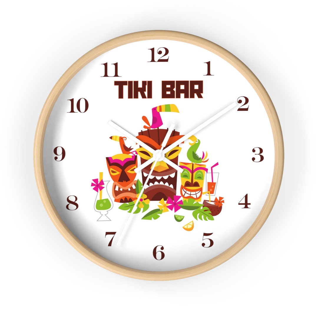 Tiki Bar Clock Tiki Decor Bar Clock Tropical Clock Home Etsy