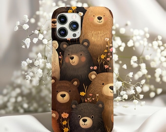 Cute Bear Phone Case iPhone 16 Pro Case 15,14,13,12,11 Phone Casing Pro Max Tough Phonecase Samsung Galaxy s21 s22 s23 s24