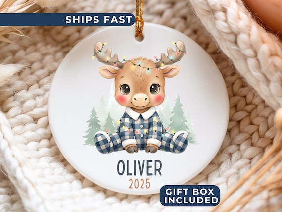 Personalized Kid's Christmas Ornament, Custom Name Ornament for Kid Christmas Ornament Gift Ornament Keepsake Moose Christmas Ornament