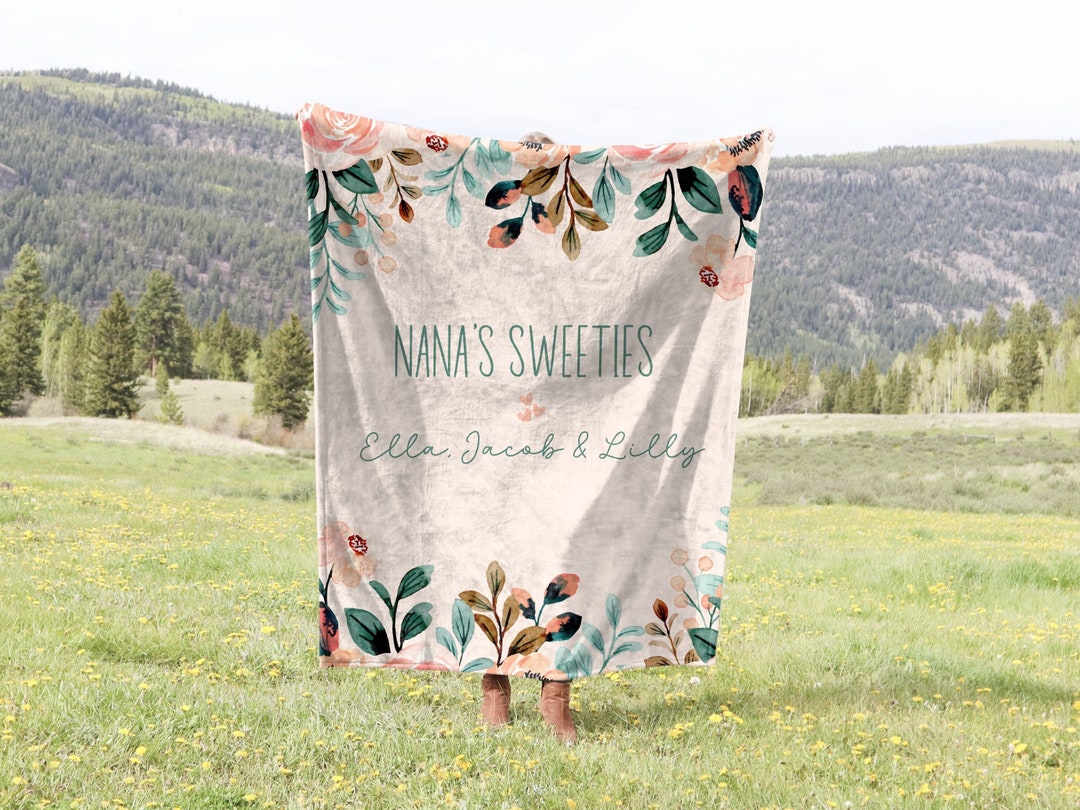 Personalized Nana Blanket, Gift for Nana, Grandkids Name Nana Throw