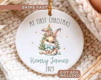 Personalized 2025 Baby Ornament, Custom Baby's 1st Ornament, First Xmas Ornament, Ceramic Baby Boy Ornament Baby Name Keepsake Newborn Gifts