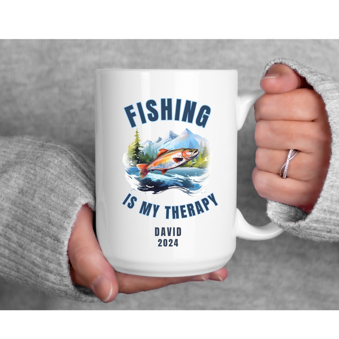 Personalized Fishing Mug, Fishing Gift, Gift for Fisherman, Custom Name