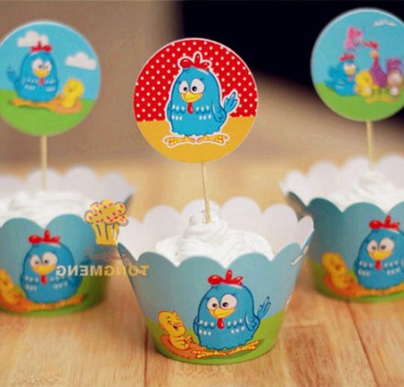 24pcs Anime Brazil Galinha Pintadinha Cupcake Wrappers Toppers Etsy