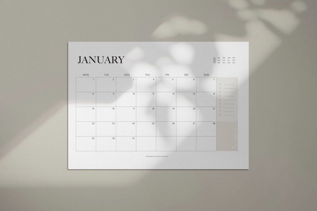 2024 Printable Calendar Minimalist Goodnotes 2024 Calendar Etsy