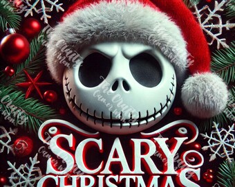 Straszny świąteczny Jack Santa - obraz cyfrowy wykonany techniką sublimacji 4000x4000 PNG do natychmiastowego pobrania!!