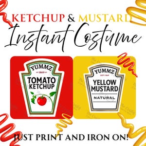 Yummz Ketchup Mustard Label Instant Costume - Digital Graphic Art Sublimation - 3072 x 3072px PNG Instant Download! Transparent background!