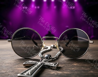 Gráfico de collar de gafas y cruz: arte de sublimación de alta calidad 3000 x 3000 px - ¡DESCARGA INSTANTÁNEA!