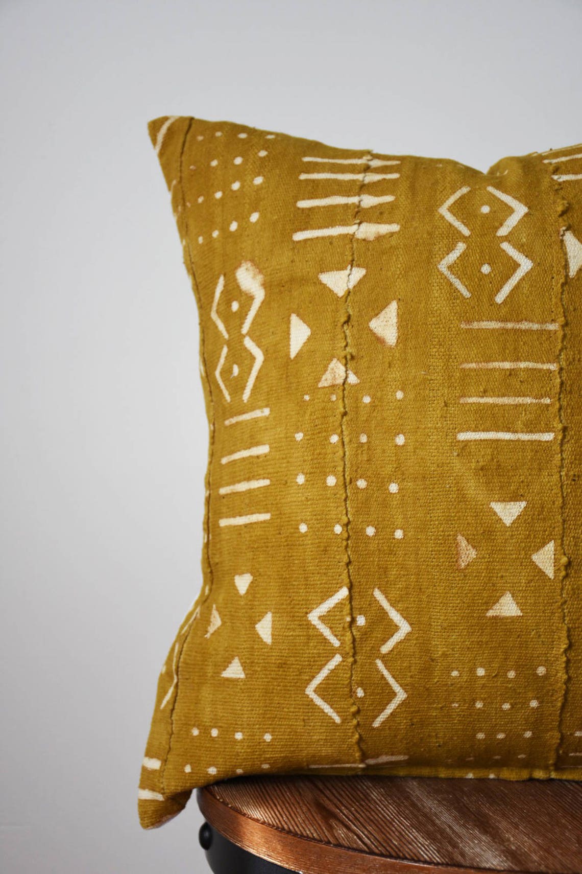 18 x 18 Yellow Pattern Mud Cloth Pillow Cover Etsy