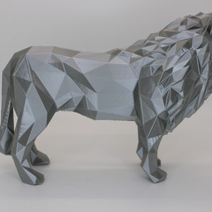 Geometric Lion Figure | 3D Printed Animal Statue | Nursery Decor | Desk Decor
