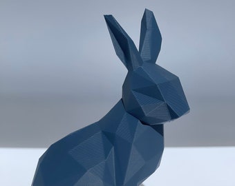 LARGE Geometric Bunny Decor, Modern Rabbit Figurine, 3D Printed Bunny, Minimalist Animal Figure, Easter Bunny Decoration, Desk Decor Gift