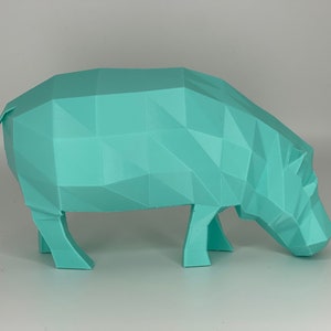 Geometric Hippo Figure | 3D Printed Animal Statue | Nursery Decor | Desk Decor