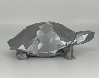 Geometric Turtle Figure | 3D Printed Animal Statue | Nursery Decor | Desk Decor