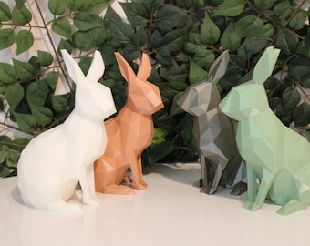 Geometric Bunny Decor, Modern Rabbit Figurine, 3D Printed Bunny, Nursery Decor, Easter Bunny Decoration, Desk Decor Gift