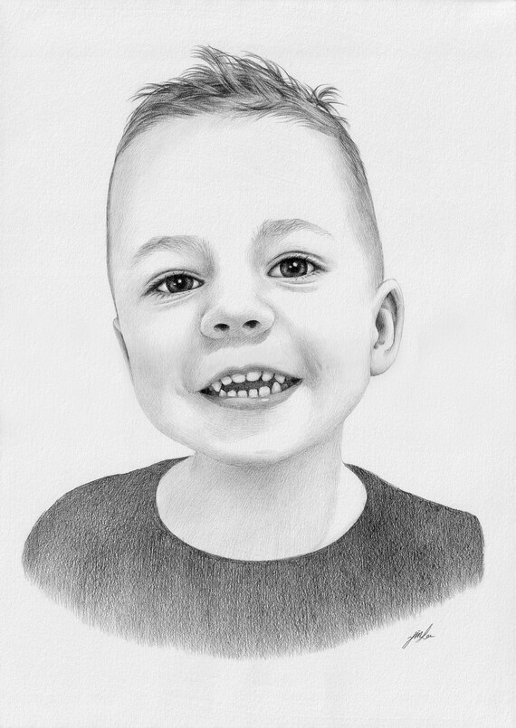 Portrait Personnalise Portrait De Bebe Fille Ou Portrait De Etsy