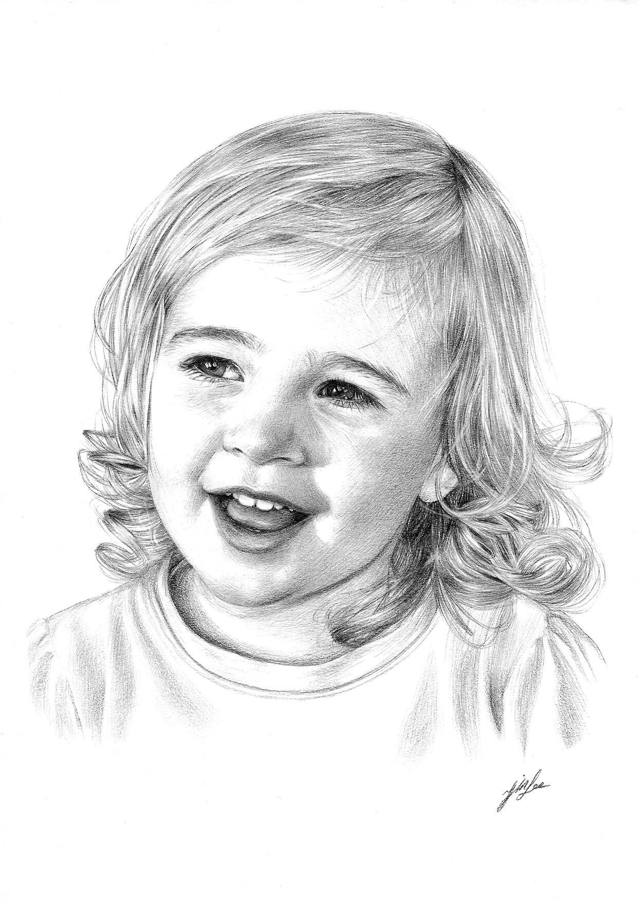 Children portrait drawing by professional artist