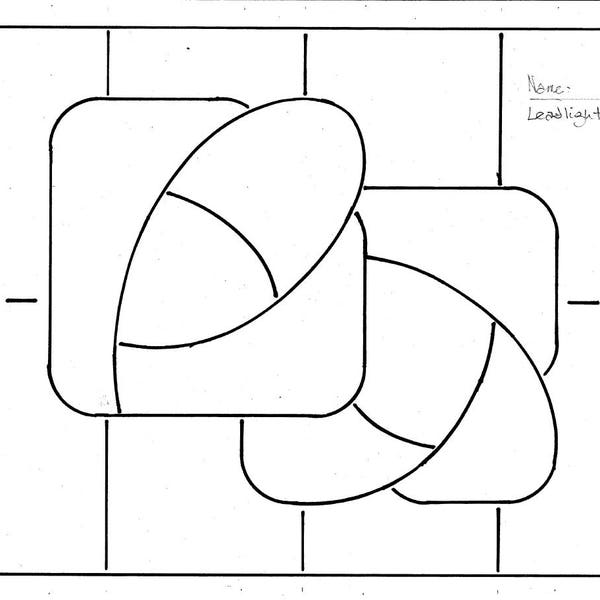 Norman Birrell Glass Artist (1949-2012) - Hand Drawn Beginner or Intermediate Stained Glass Lead Light Pattern Modular Rose Abstract