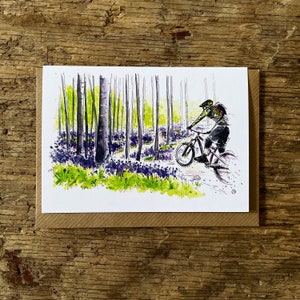Bluebell Trails, carte de vélo, carte de vélo de montagne, illustration de vélo