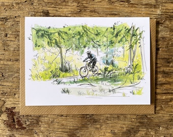 Tarjeta de ciclismo, tarjeta de bicicleta de montaña, North Edge, ilustración de bicicleta