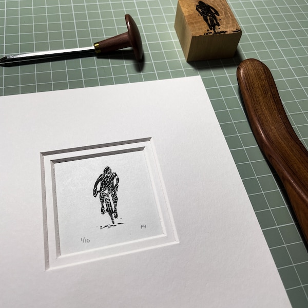 Festive 500, Wood engraving, Cycling Art, Limited Edition Print,