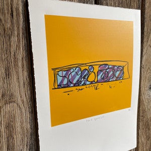 Limited edition Skateboarding lino print, skate art, skateboarding art, The Bench