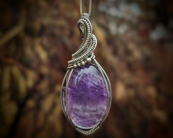 Amethyst Necklace in Sterling Silver // February Birthstone Necklace // Sterling Silver Wire Wrapped Amethyst // Purple Stone Necklace