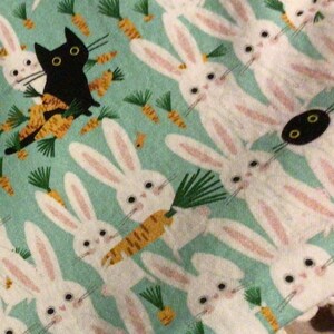 Easter Table Runner: Bunny, Kitten & Carrot Print - Reversible Spring Decor
