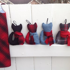 Plaid Kitten Christmas Ornament: Woodsy Cat Decor