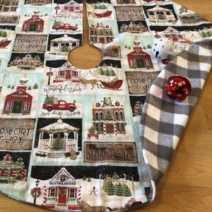 Reversible Christmas Tree Skirt: Red Truck, Buffalo Plaid Flannel